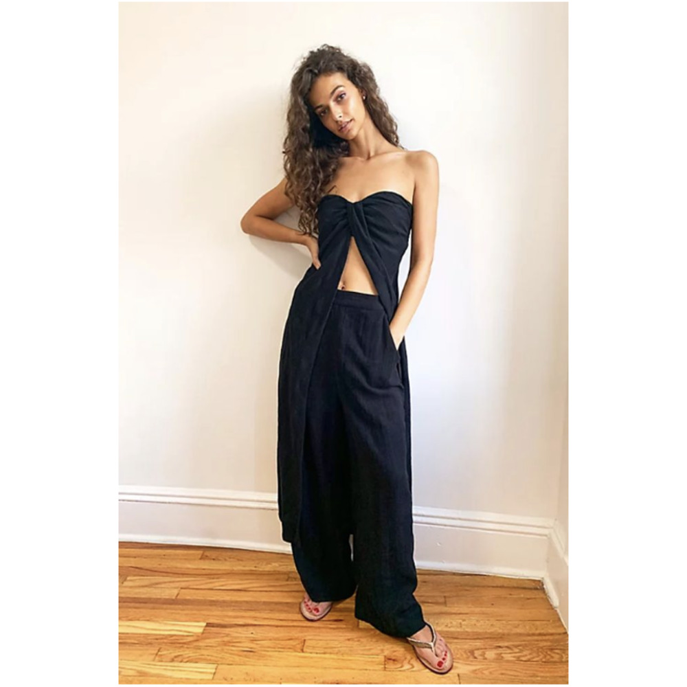 Free People Black Strapless Jumpsuit